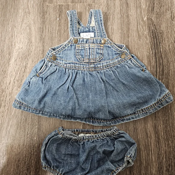 The Children's Place Blue Denim Overall Dress and Bloomers - Picture 4 of 5